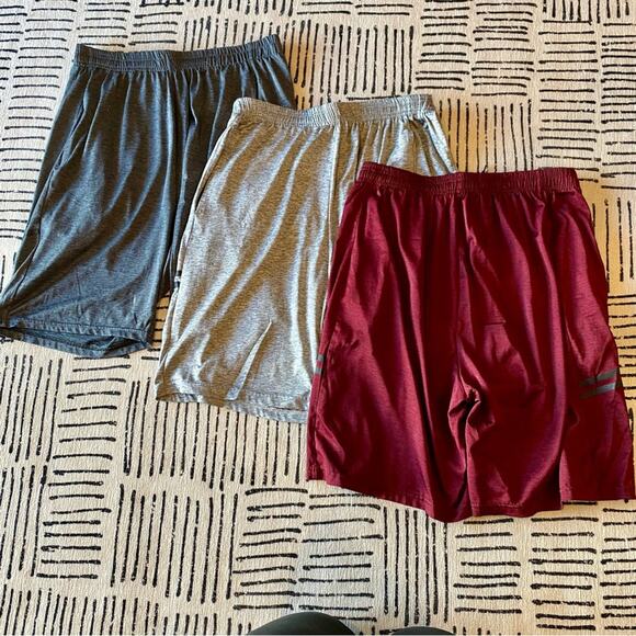Set of Three Athletic Shorts - Gray and Red Large - Picture 1 of 9